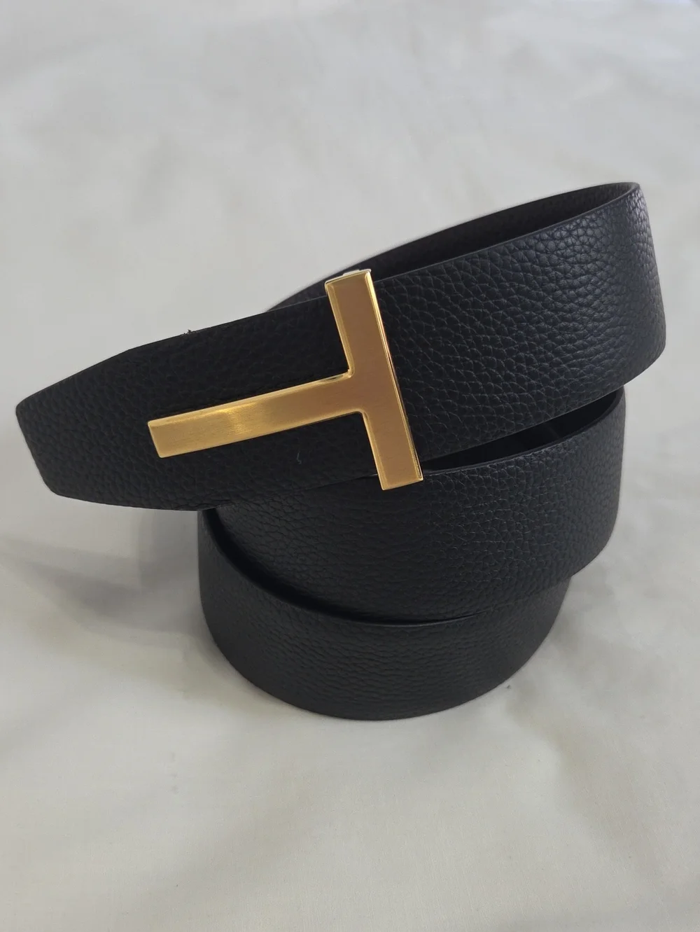 Tom Ford Reversible Brown Black Leather Belt Gold Buckle